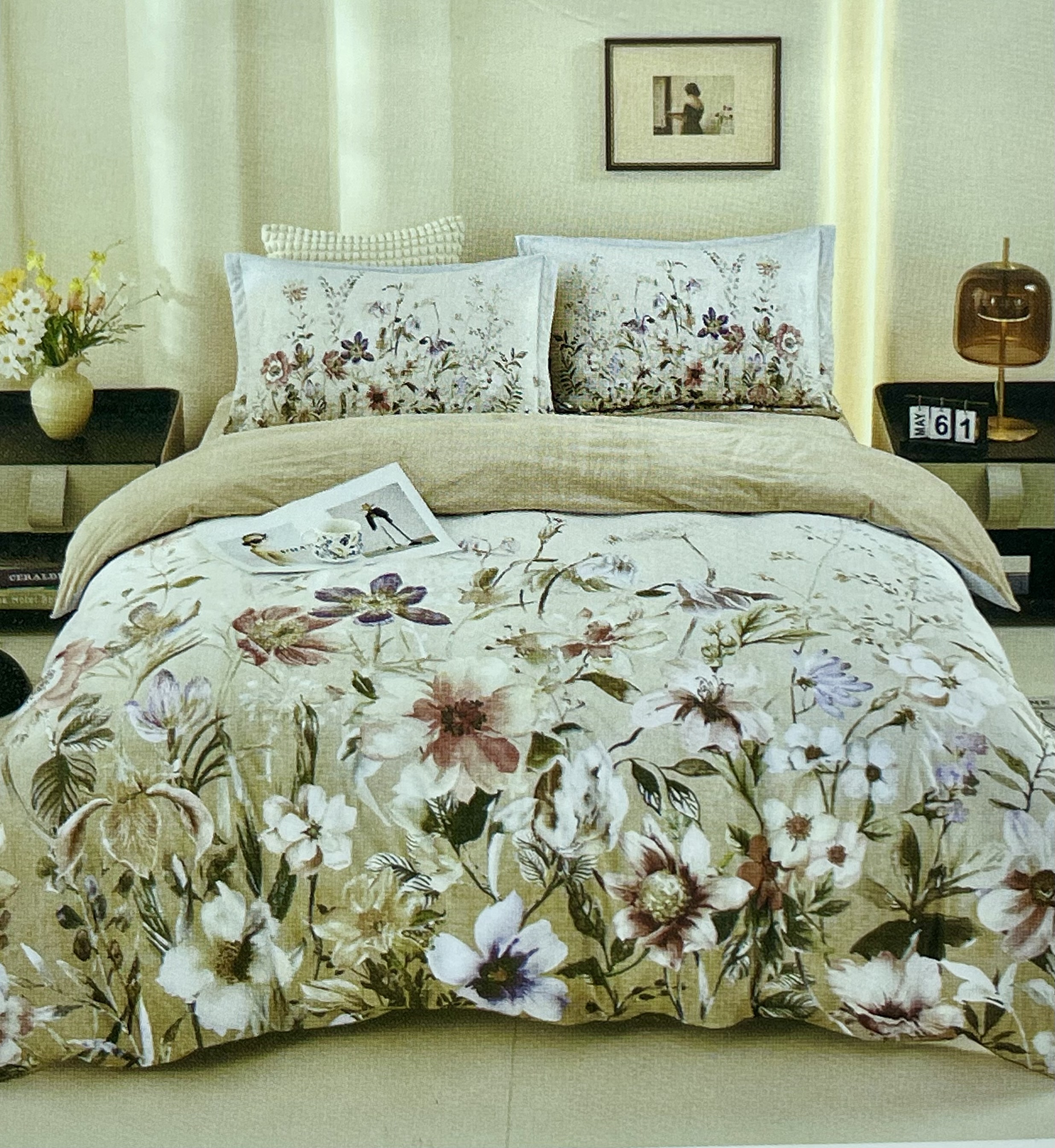 Комплект теплої постільної білизни Koloco "Квітучий Луг" (Велюр, Євро розмір)