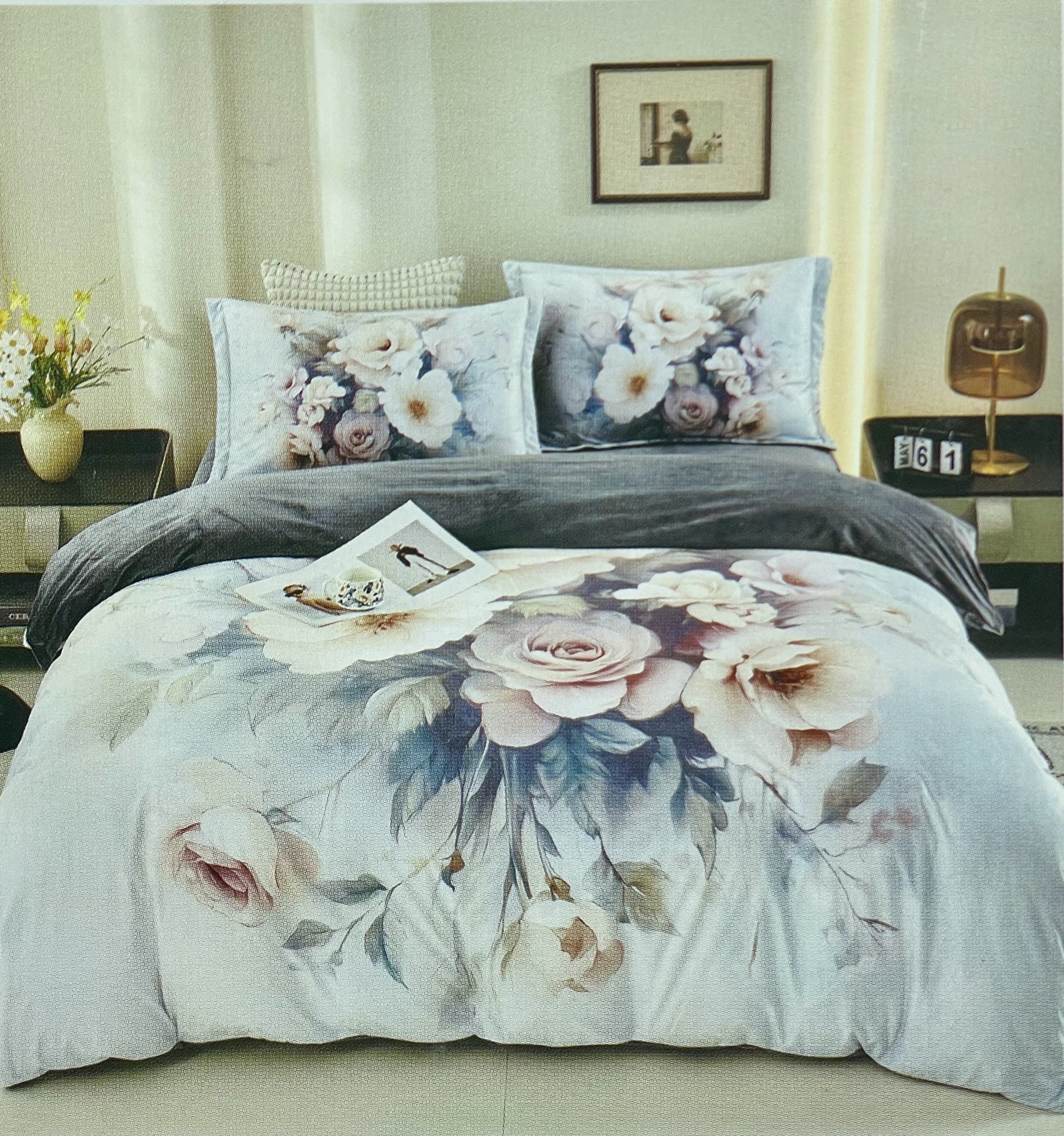 Комплект теплої велюрової білизни Koloco "Крижана Троянда" (Євро розмір)