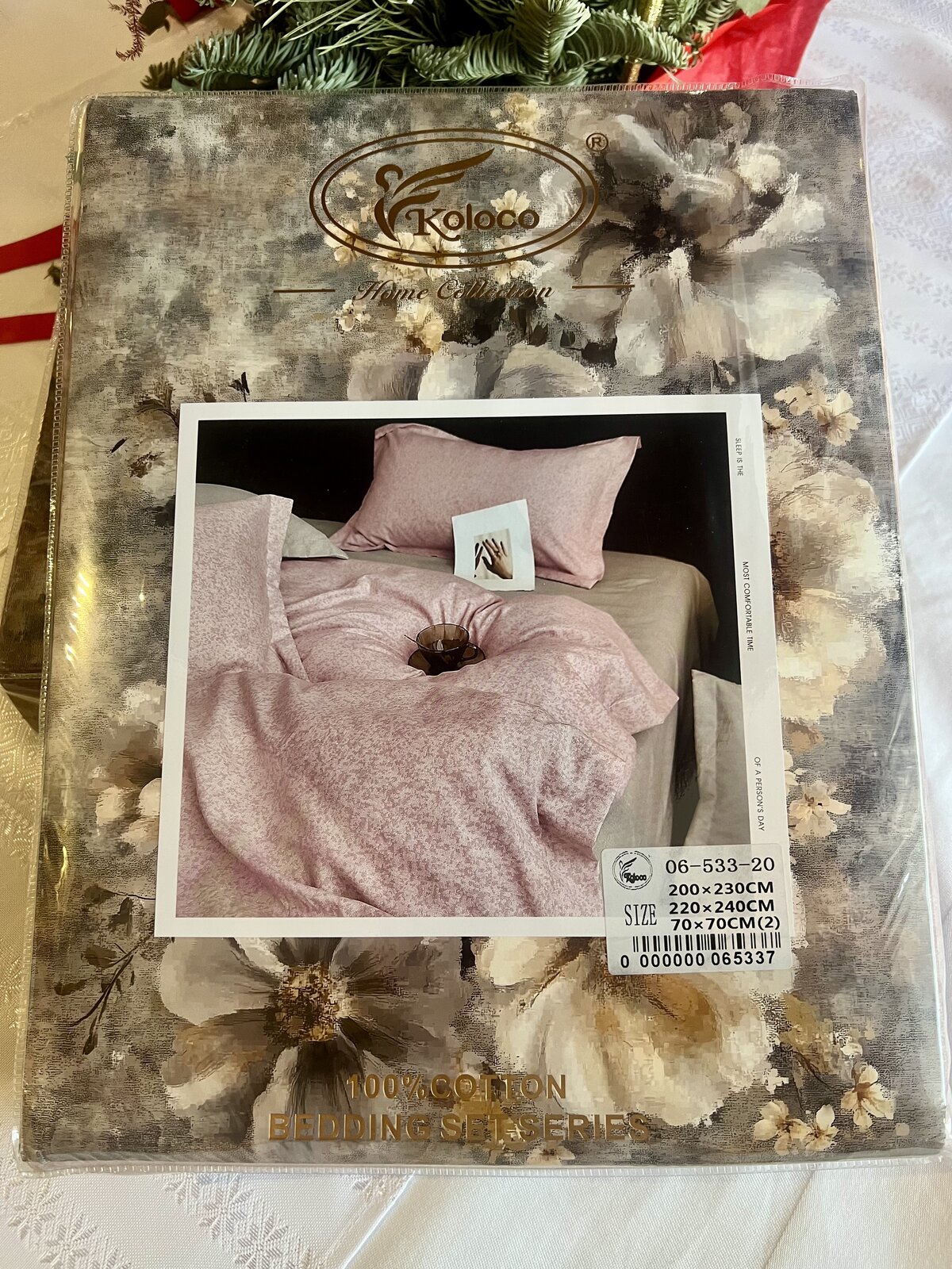 Комплект постільної білизни Koloco "Мармурова Троянда" (100% каттон, Євро)