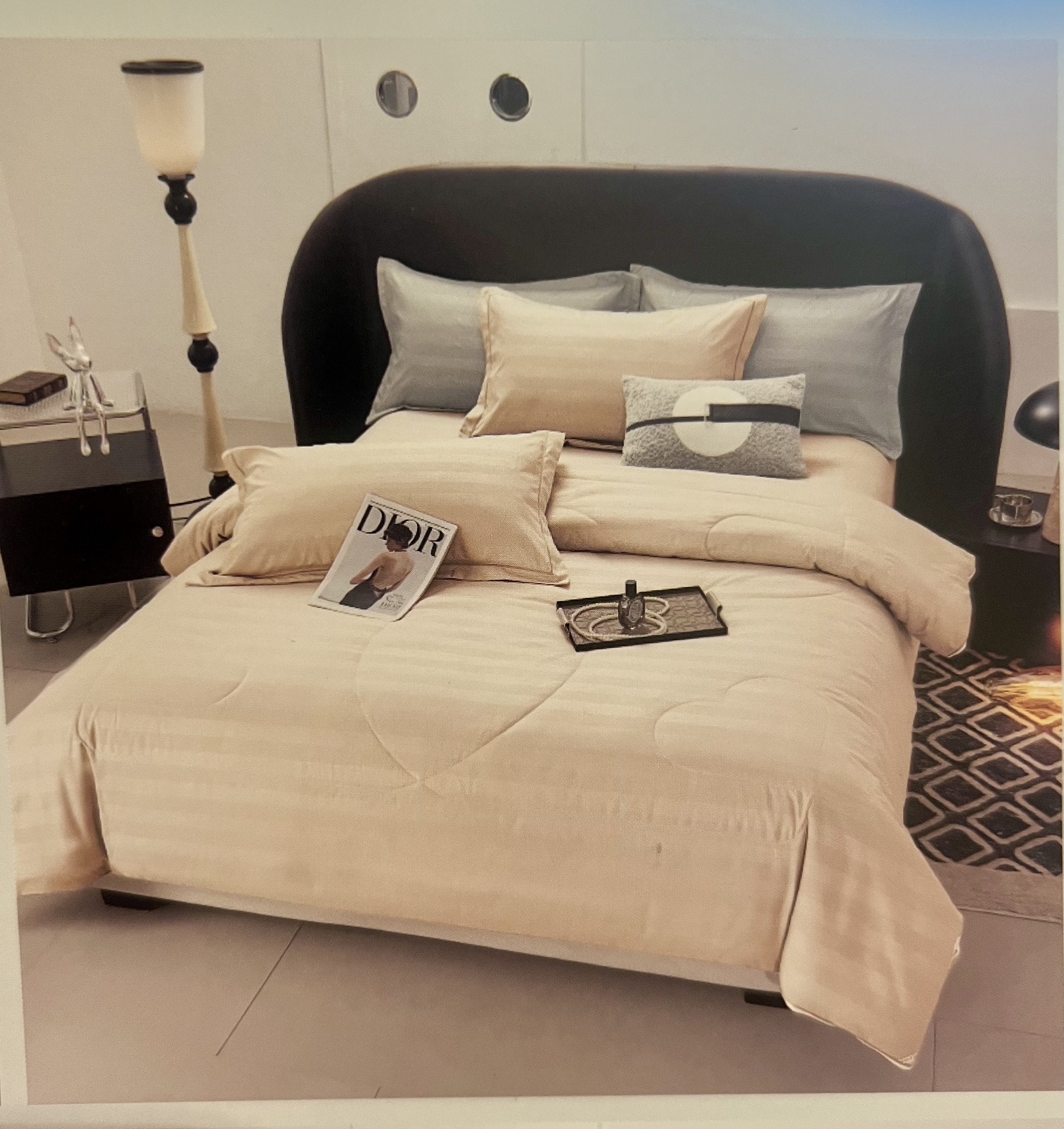 Набір з подвійною ковдрою "Вершковий Крем" (Зима/Літо, 2-в-1 на блискавці, Євро)