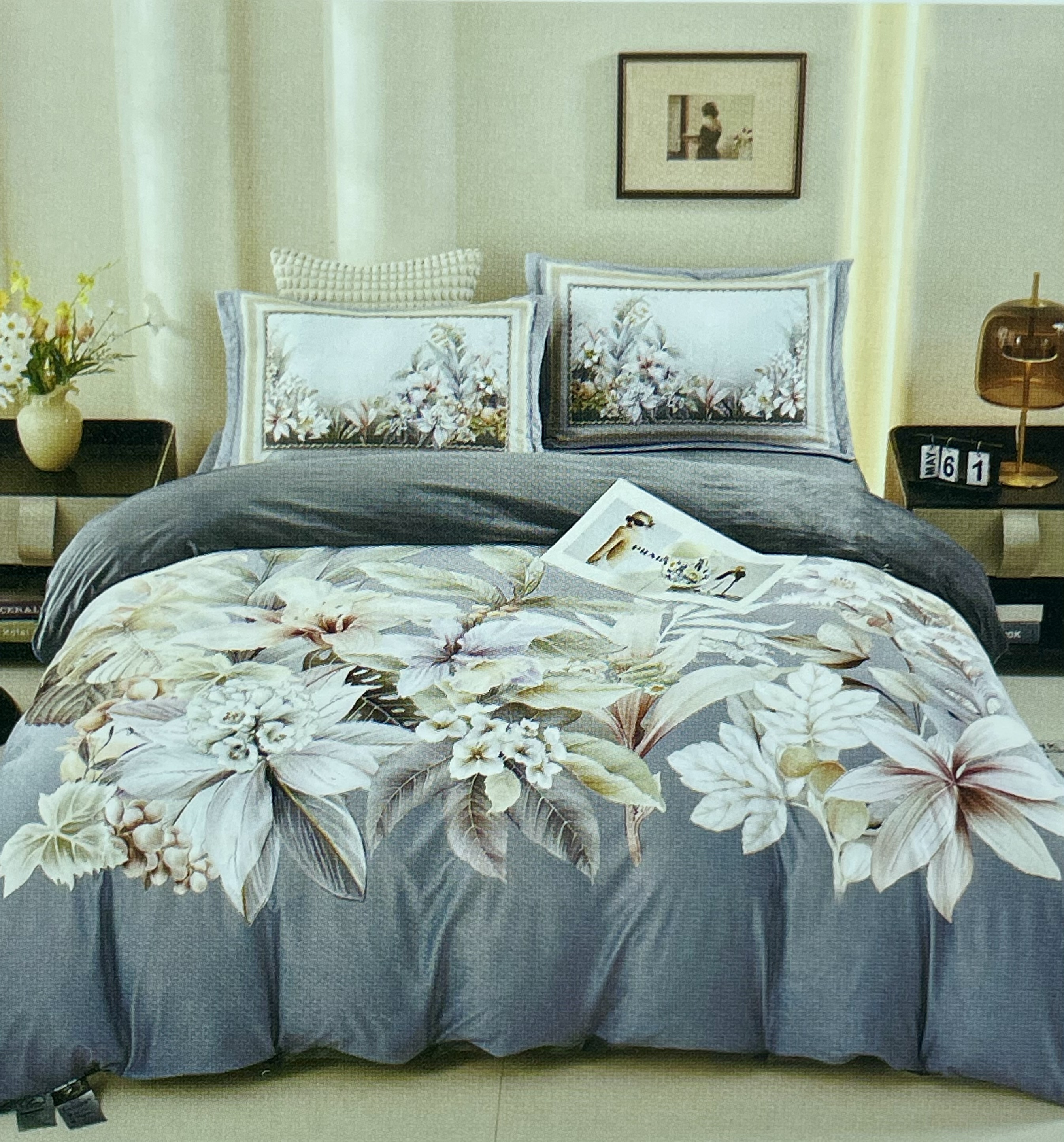 Комплект теплої постільної білизни Koloco "Срібна Магнолія" (Велюр, Євро розмір)